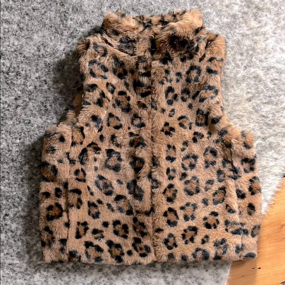 J.Crew Girls’ Leopard Faux Fur Vest—XS